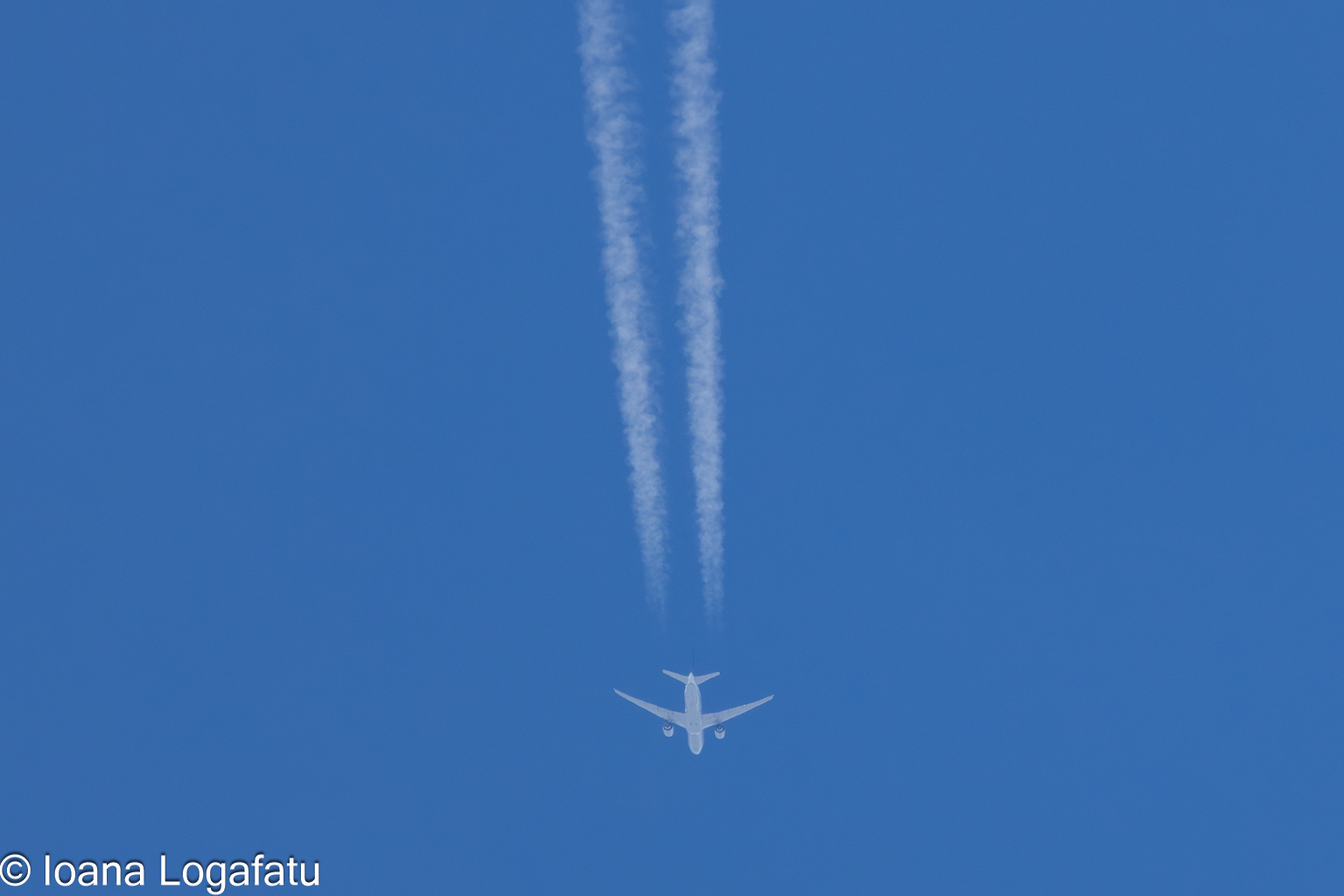 High above, a journey begins in the blue sky